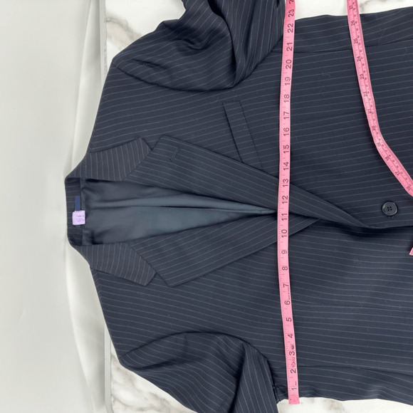 Cremieux Loro Piana Mens Blazer 44L Wool Sport Coat Navy Pinstriped Two Buttons - Picture 9 of 14